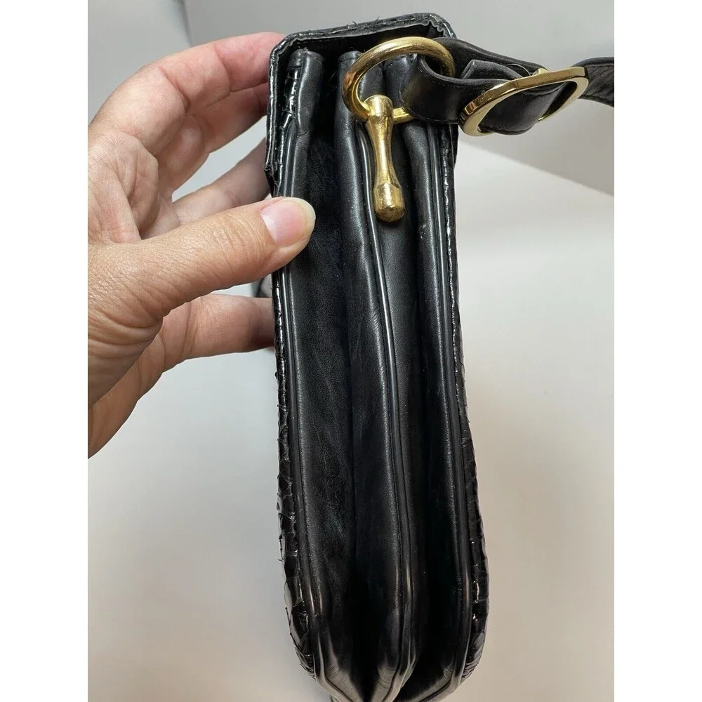 Vintage Robert Bestien Black Snakeskin Purse With Metal Closure Hardware